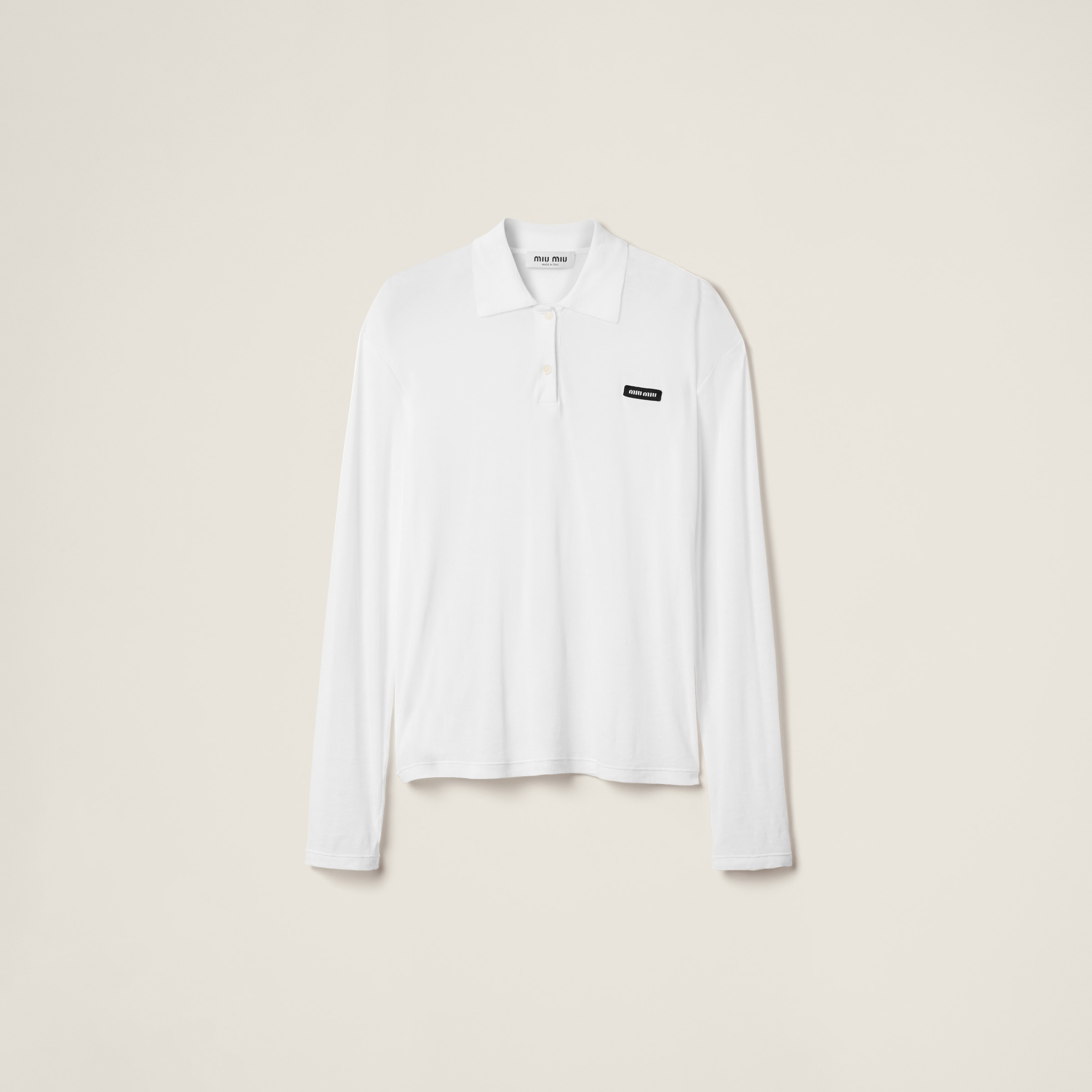

Поло из трикотажа в рубчик MIU MIU, белый