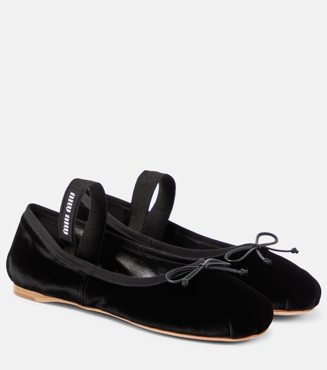 Балетки из велюра Miu Miu, черный