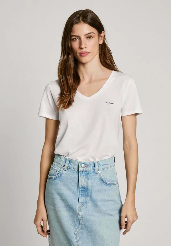 

Базовая футболка macy с v-образным вырезом Pepe Jeans, White, Белый, Базовая футболка macy с v-образным вырезом Pepe Jeans, White