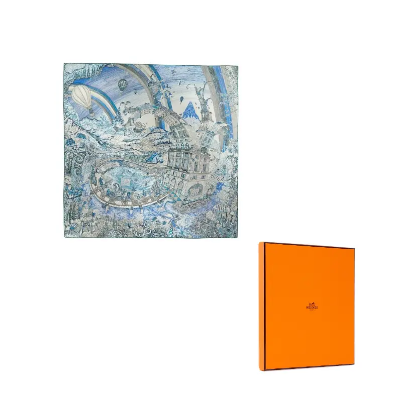 

HERMES Шёлковый шарф женский индиго, Indigo