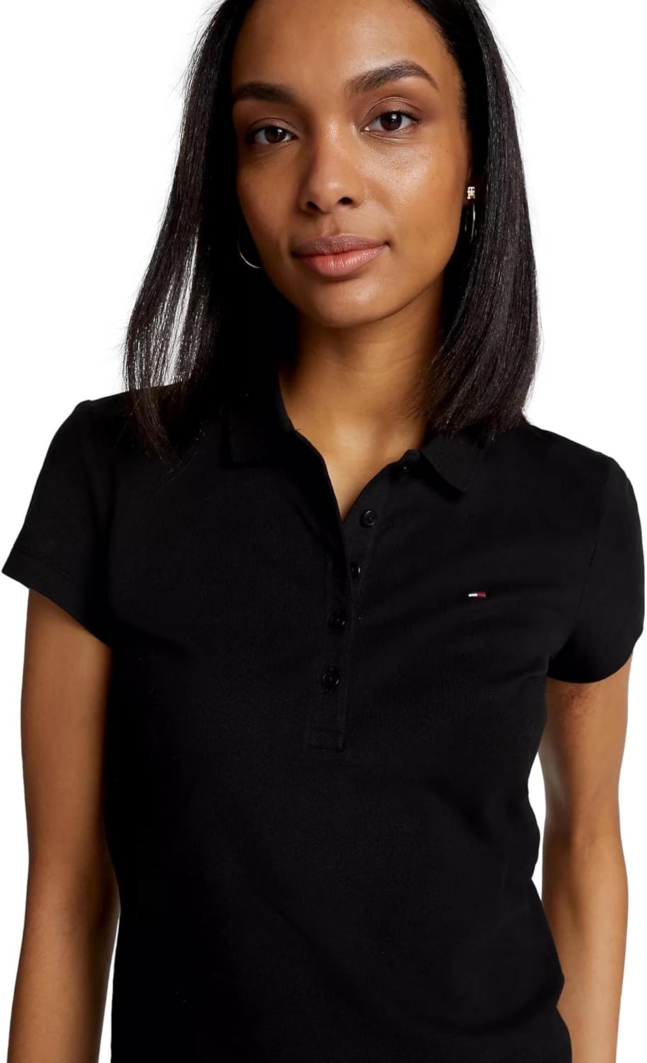 Поло Tommy Hilfiger Solid Short Sleeve Pique, черный — фото 3