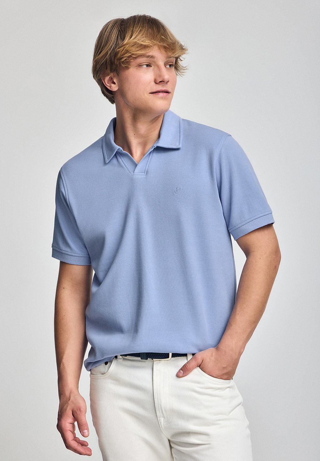 

Рубашка поло MICROESTRUCTURE BUTTONLESS MONOGRAM PASCAL Polo Club, синий