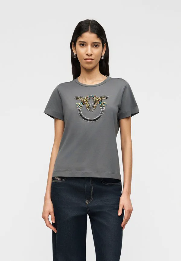 

Футболка с принтом квентина Pinko, Grigio, Розовый, Футболка с принтом квентина Pinko, Grigio