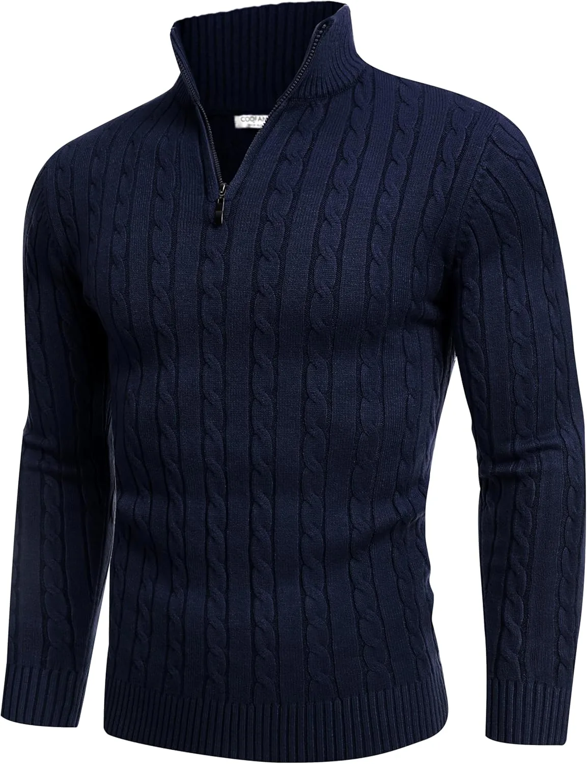 

COOFANDY мужской свитер с четвертью молнии Slim Fit вязаный