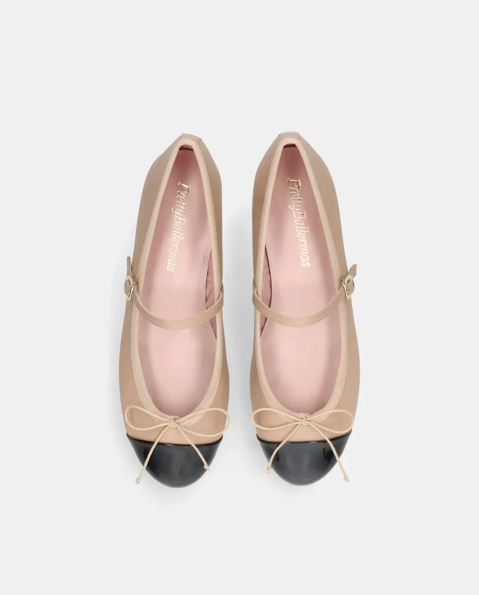 Женские балетки Irma из мягкой кожи с лакированным носком Pretty Ballerinas, бежевый — фото 2