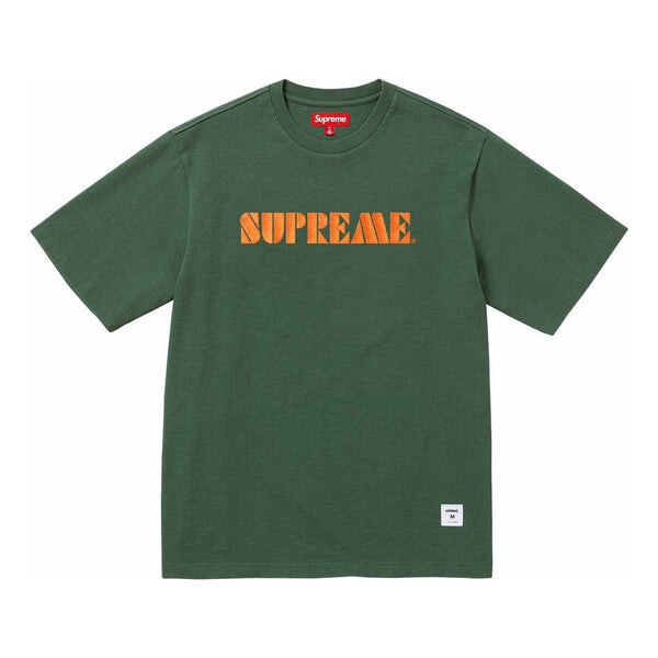 

Футболка stencil embroidered s/s t-shirt 'green yellow' Supreme, зеленый