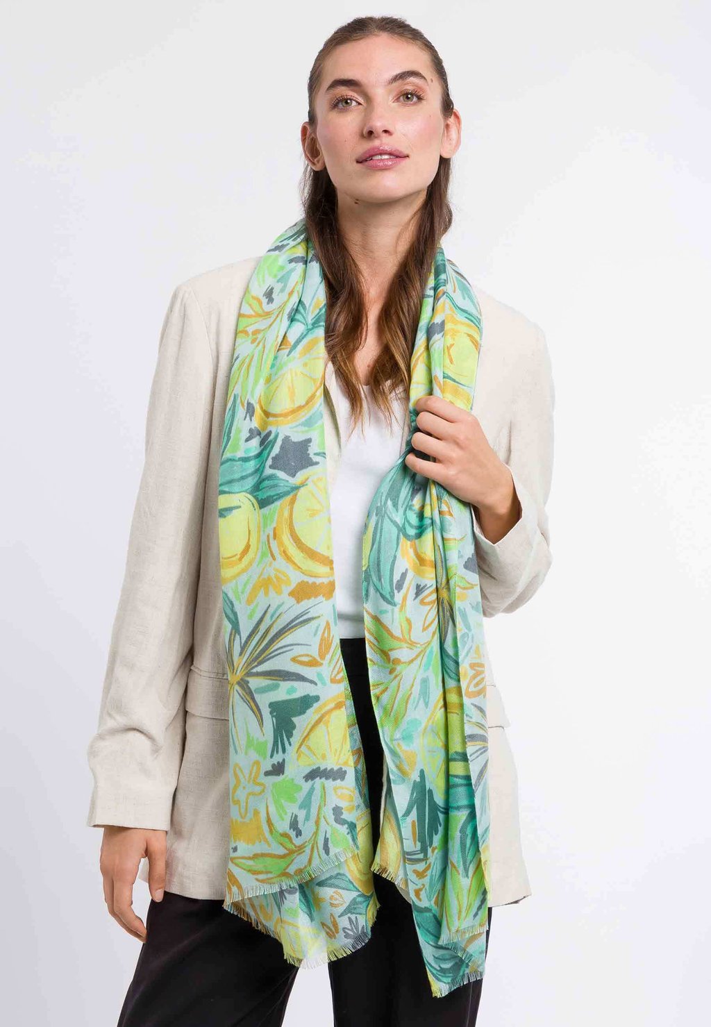 

Шарф TROPICAL FLORAL STOLA FRAAS, бирюзовый