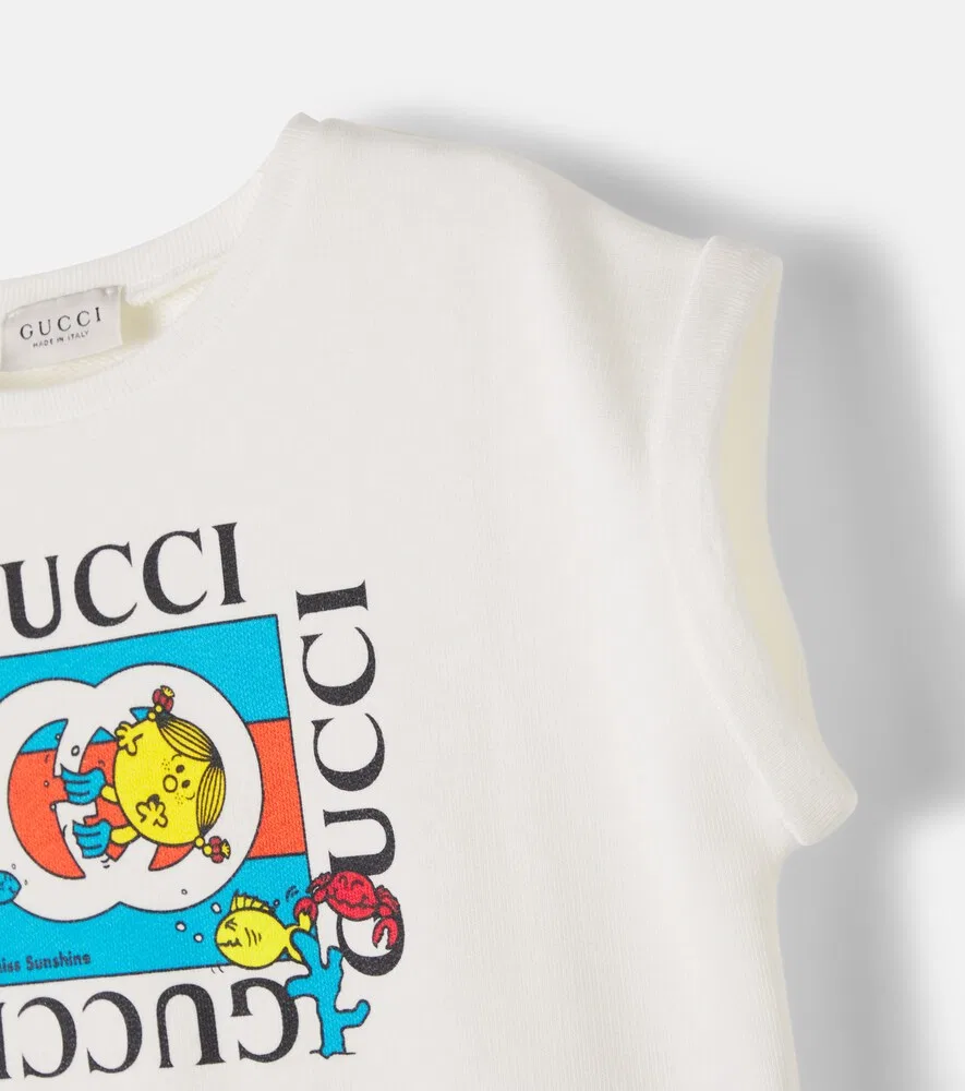 Футболка из хлопкового трикотажа "Мистер Мен: Маленькая Мисс" Gucci Kids, белый — фото 4