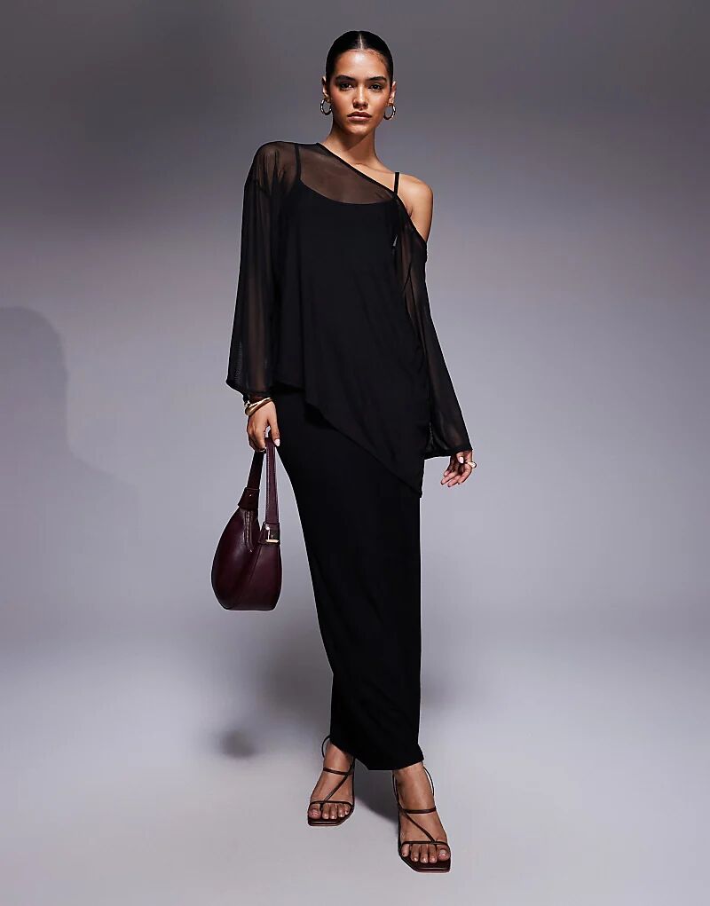 

Платье миди с накидкой ASOS DESIGN черного цвета