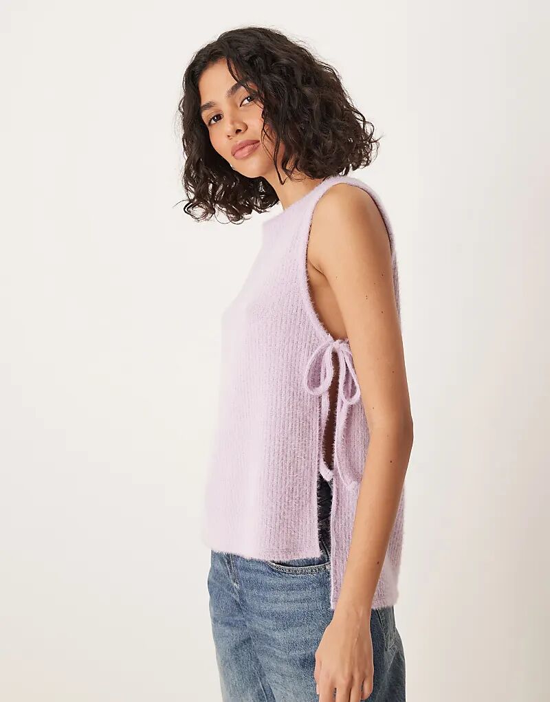 

Майка ASOS DESIGN с завязками по бокам пастельно-розового цвета