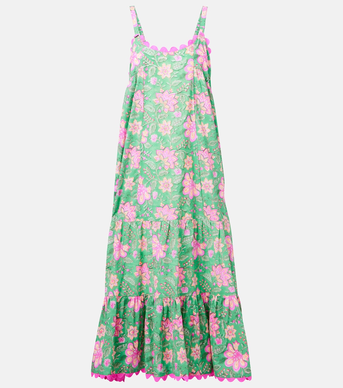 

Печатное хлопковое макси-платье Juliet Dunn, Green/Fuchsia/Peach