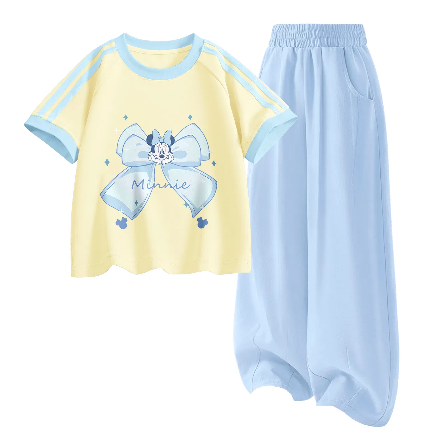 Детский спортивный костюм Casual Sportswear 2 Piece Set Disney, Di Meng Jie Mi He Yellow+Solid Color Cream Frost Blue