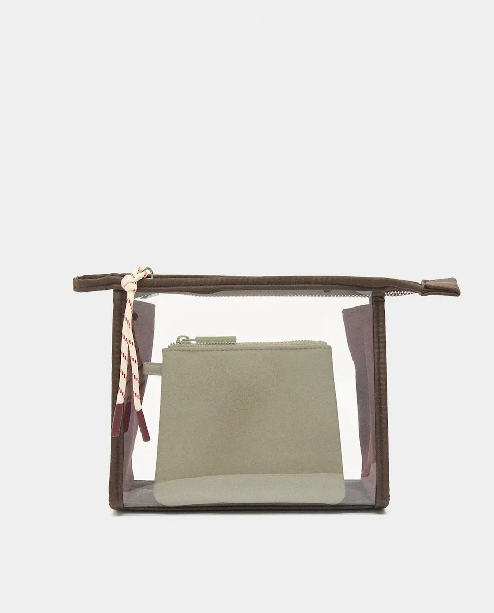 

Прозрачная косметичка с вынимающейся мини-косметичкой Parfois, коричневый