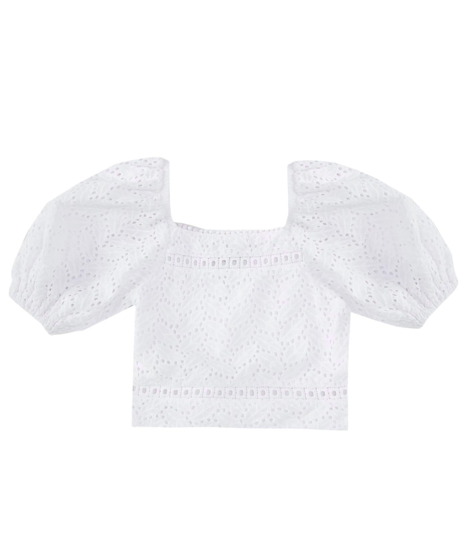 

Топ с кружевными вставками для девочки в белом цвете Truce