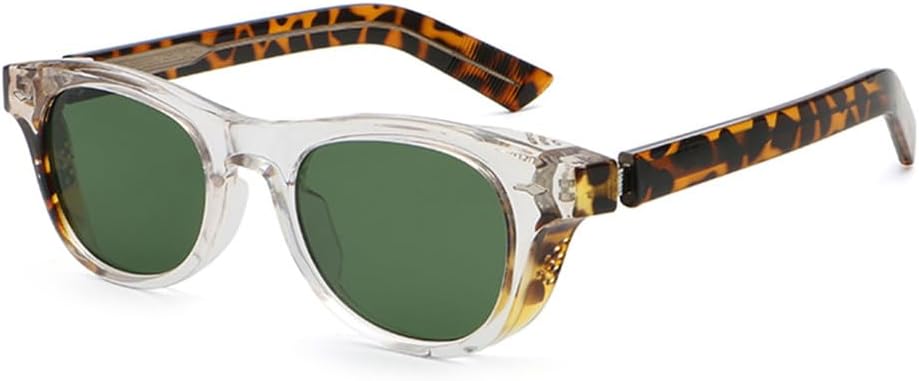 

Ретро солнцезащитные очки для женщин, ацетатные, серые, синие, зеленые, мужские солнцезащитные очки с защитой от УФ-излучения UV400, летние аксессуары VFDHN, Clear Leopard Green