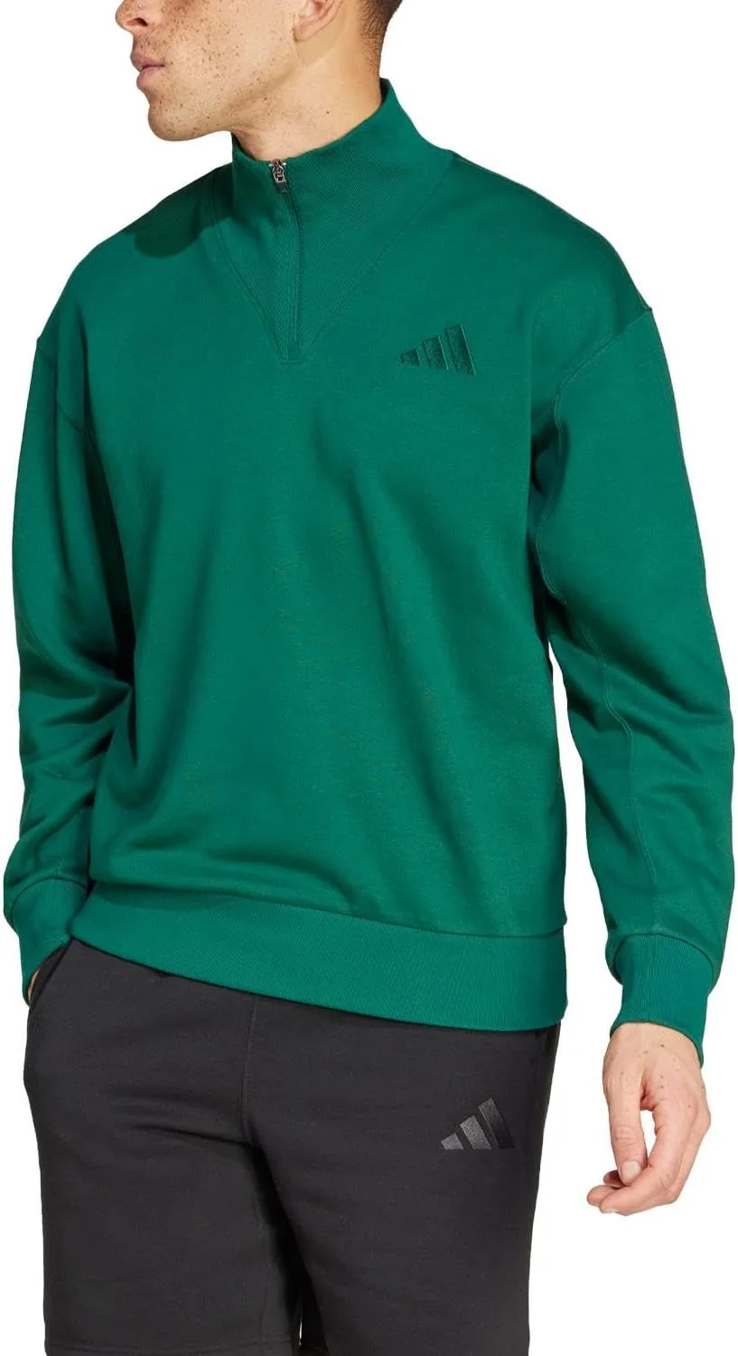 Толстовка adidas All Season Quarter Zip Casual — зеленая — фото 2
