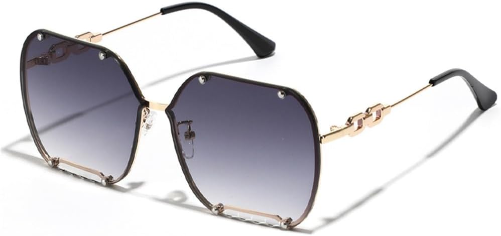 

Солнцезащитные очки 2027 года в крупной оправе для женщин и мужчин в стиле панк с цепочкой и заклепками, солнцезащитные очки с защитой от УФ-излучения UV400 MTZJH, Gradient Grey