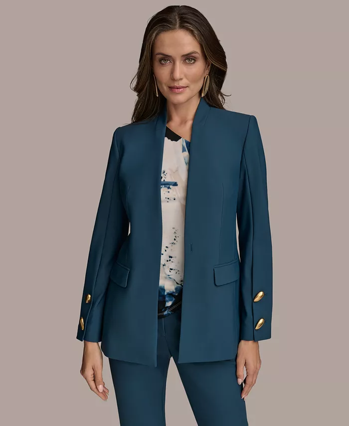 

Женский жакет с пуговицами на рукавах, Regular & Petite Donna Karan New York, синий