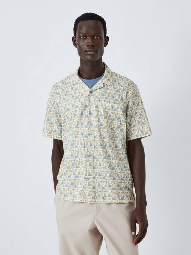 

Хлопковая рубашка Regular Fit с геометрическим принтом John Lewis ANYDAY, Multi Green