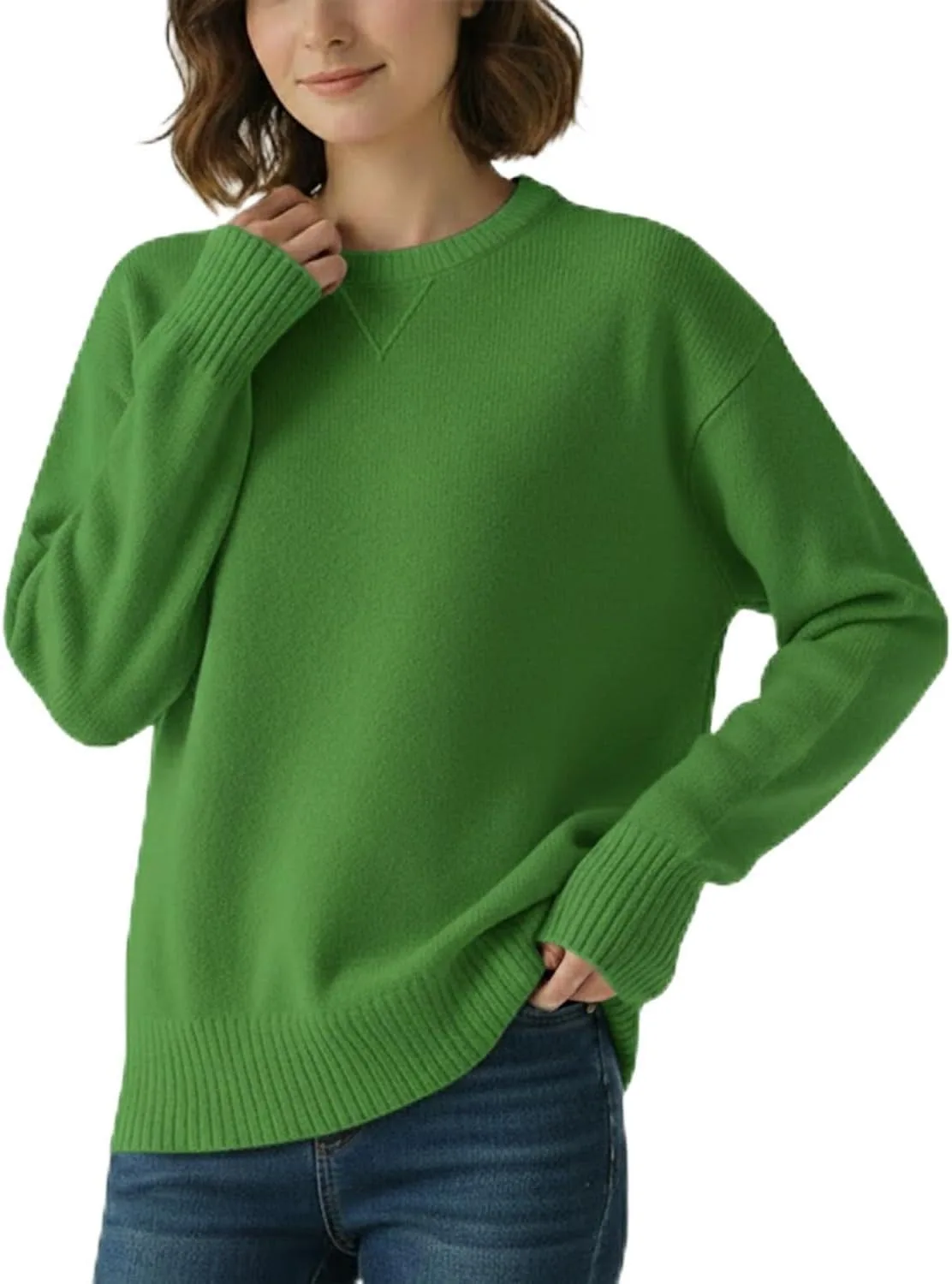 

Унисекс свитер с длинным рукавом и V-образной вязкой, мягкий уютный пуловер с резинкой на манжетах Grewear