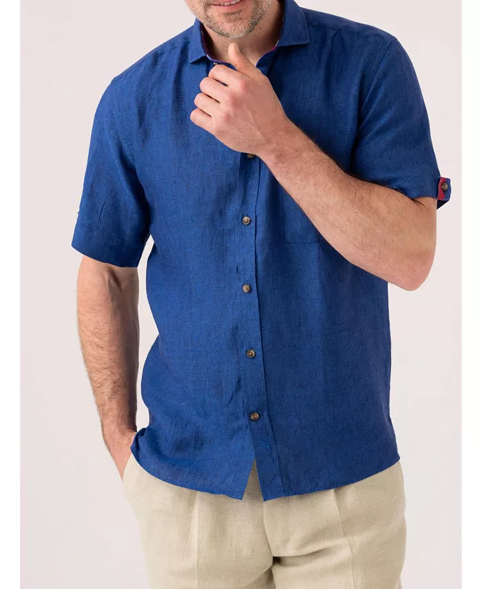 

Мужская рубашка из льна с коротким рукавом Regular Fit Koy Clothing, синий