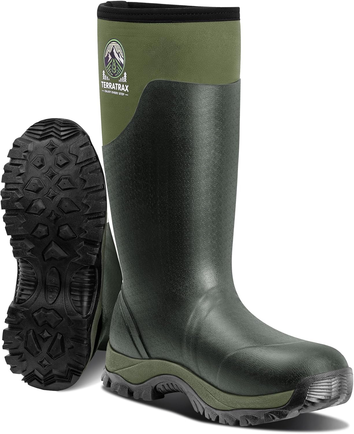 

Мужские водонепроницаемые утепленные резиновые охотничьи сапоги, 6 мм неопрен для холодной погоды - теплые нескользящие дождевые сапоги для охоты, рыбалки и работы на открытом воздухе (доступны черный и коричневый цвета) Terratrax