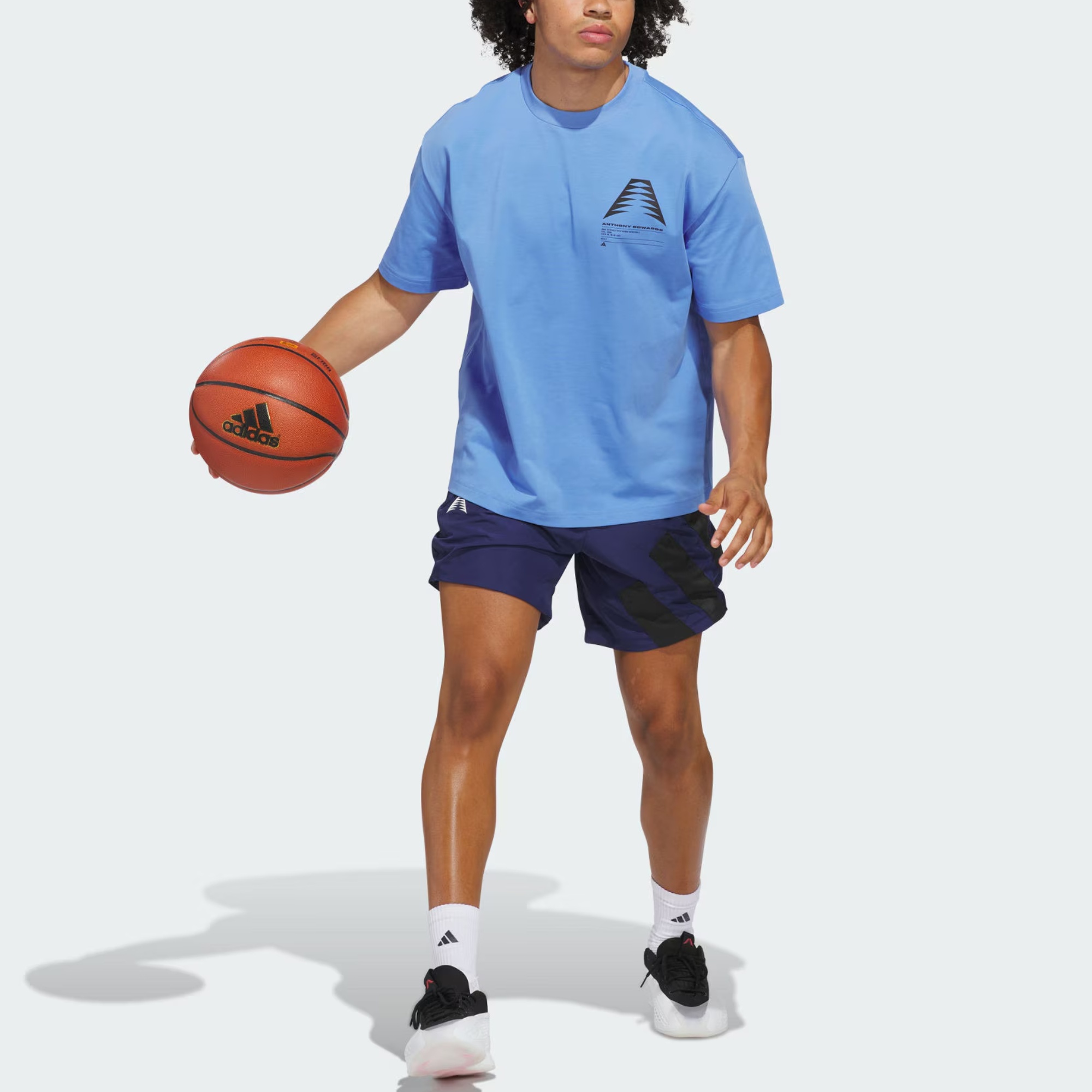 Футболка мужская ANTHONY EDWARDS GFX SCHEMATIC Adidas, синий — фото 4