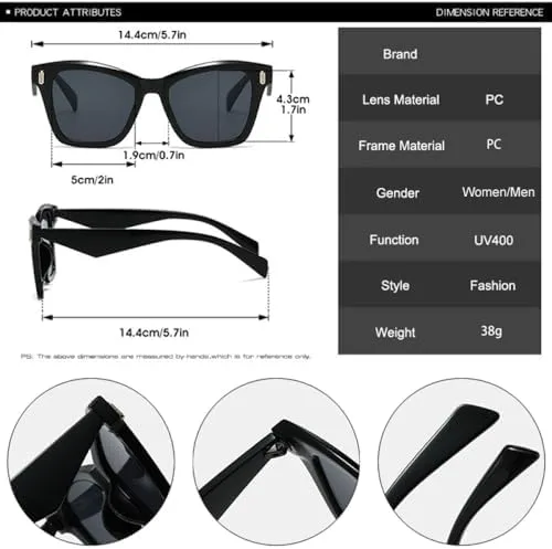 

Солнцезащитные очки «кошачий глаз» для женщин, градиентные оттенки, защита от УФ-излучения UV400, ретро-заклепки, мужские солнцезащитные очки MTZJH, Pattern Gray