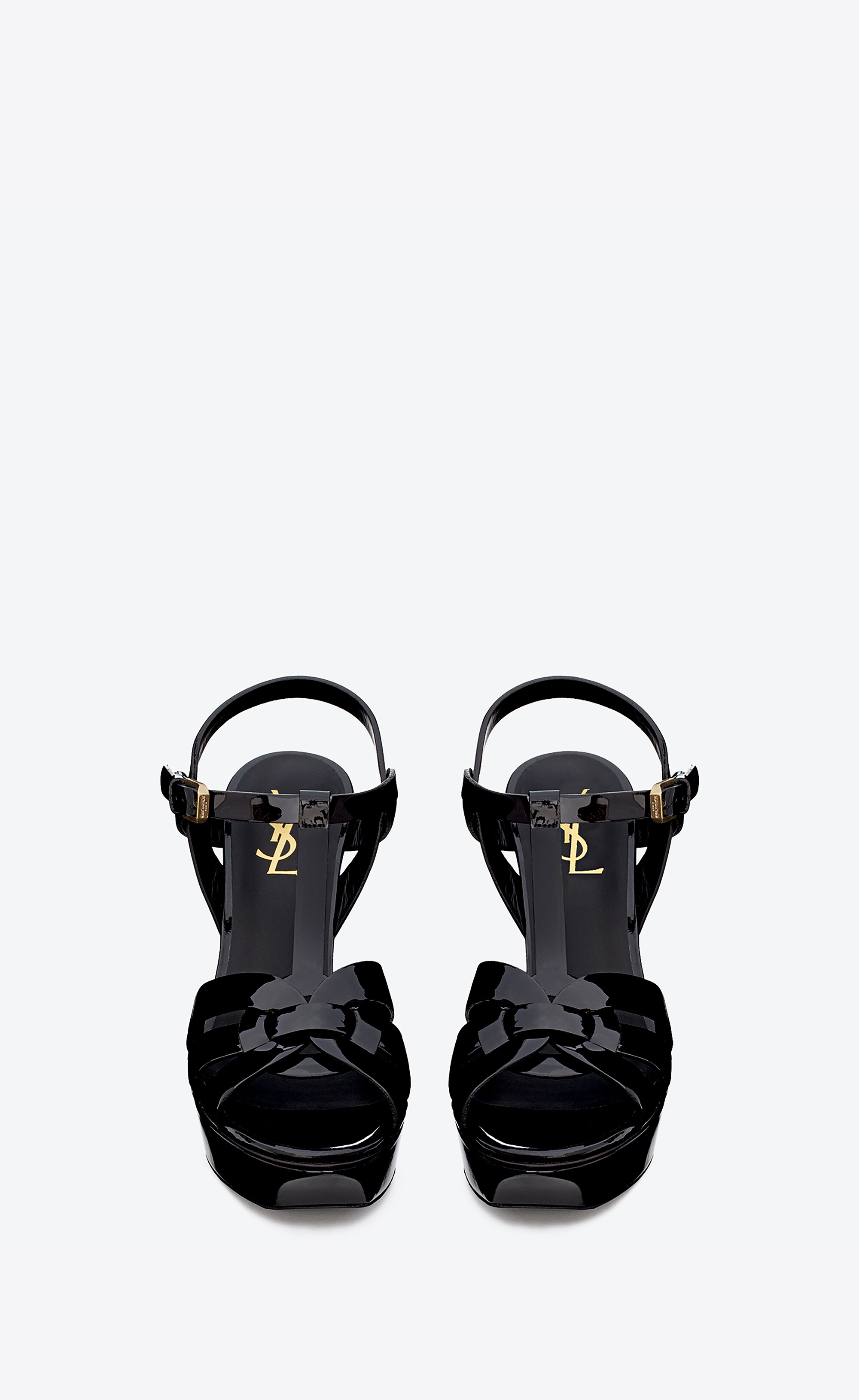 Босоножки TRIBUTE на платформе из лакированной кожи Saint Laurent, черный — фото 2