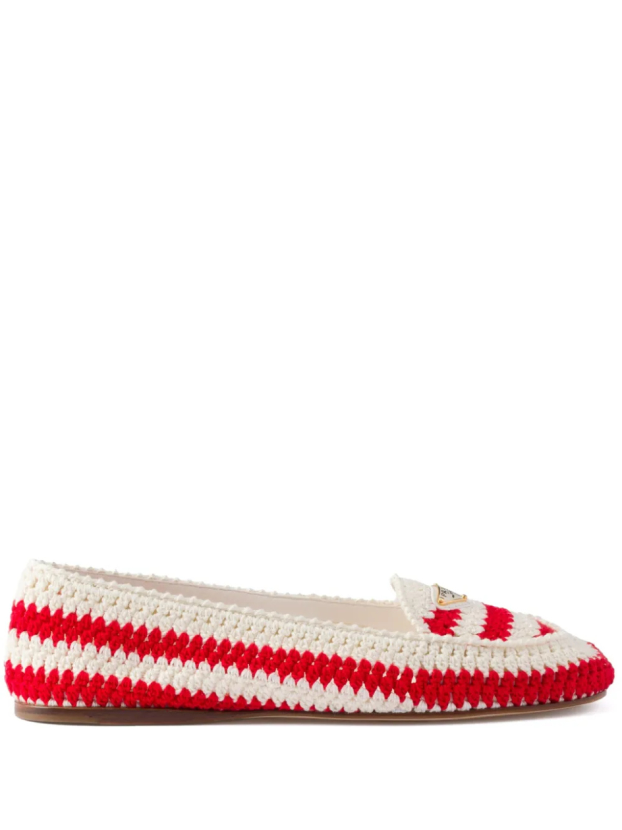 Лоферы в технике кроше Prada, красный