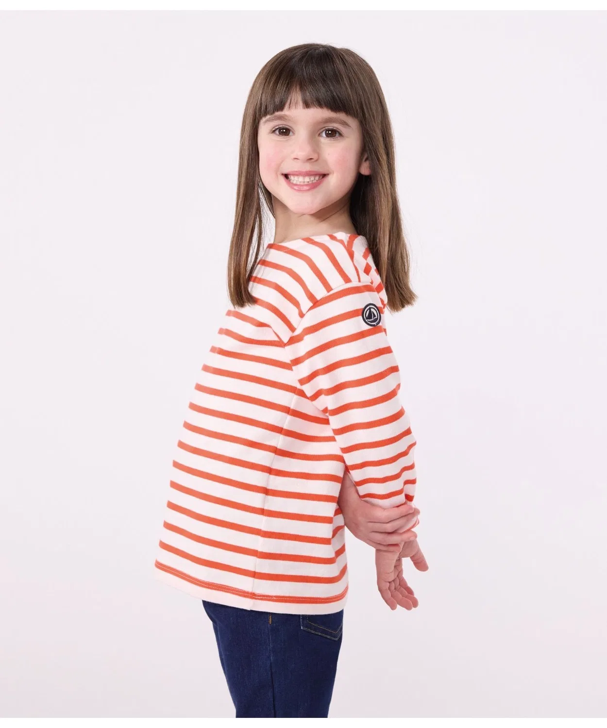 Пуловер с полосками Petit Bateau, длинный рукав, хлопок, розовый