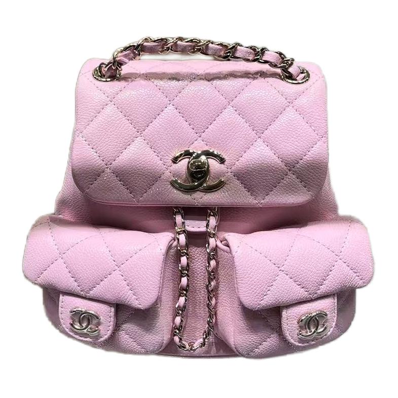 

CHANEL Рюкзак женский малый из коровьей кожи Litchi Grain светло-розовый