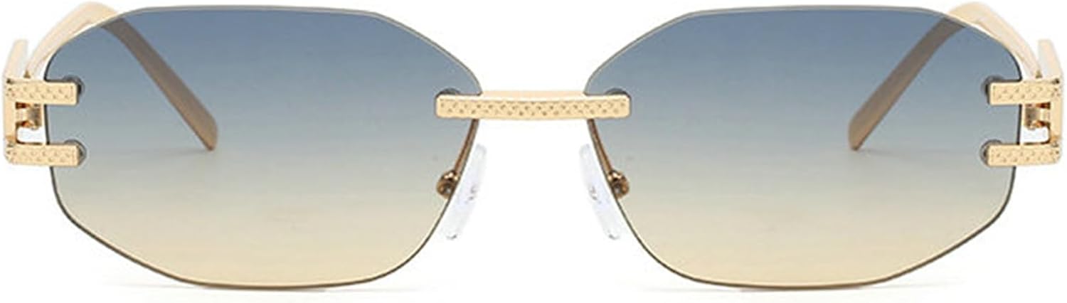 

Солнцезащитные очки Willochra Trendy Hexagon для женщин и мужчин, винтажная безободковая геометрическая металлическая оправа, черные, с защитой от УФ-излучения UV400, C6