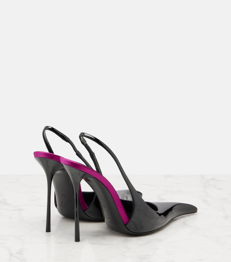Туфли-лодочки Amalia 110 из лаковой кожи на ремешке Saint Laurent, Noir/Fuxia — фото 2