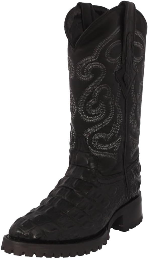 

Мужские профессиональные байкерские сапоги из черной кожи с крокодиловым тиснением сзади и круглым носком Cowboy Professional