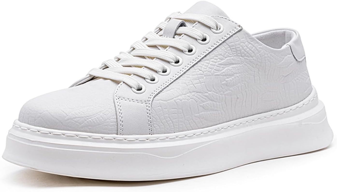 

Мужские кроссовки-оксфорды на платформе большого размера с широкой колодкой, из кожи с принтом, стильные, мягкие, для делового и повседневного стиля, для прогулок Ksedt, белый