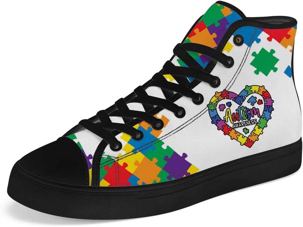 

Кеды на высокой подошве chebing с принтом «Аутизм», с шнуровкой, повседневная обувь, подарок для мужчин и женщин, поддержка осведомленности об аутизме, белый