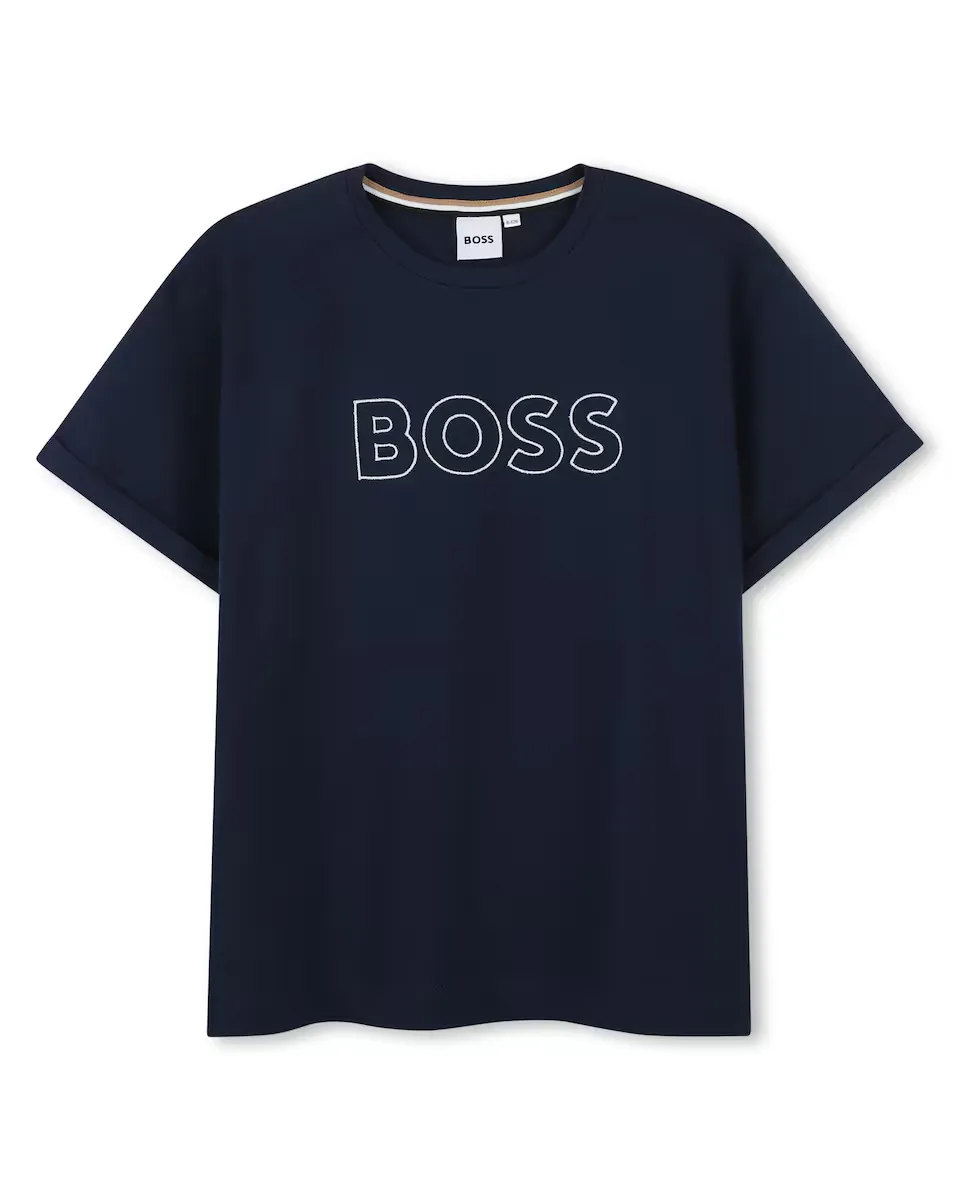 

Футболка для девочки с коротким рукавом черного цвета BOSS Kidswear, тёмно-синий
