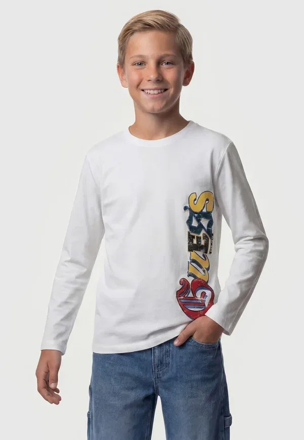 Футболка детская с длинным рукавом Guess Kids teens ls t-shirt_logo long sleeved top, белый