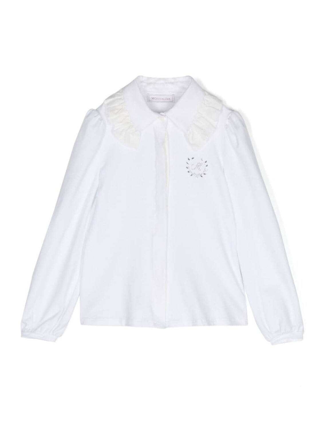 

Monnalisa рубашка с кристаллами и оборками, белый