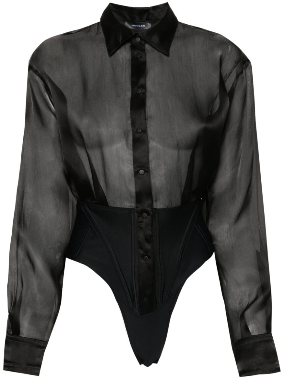 

Mugler шелковое полупрозрачное боди, черный