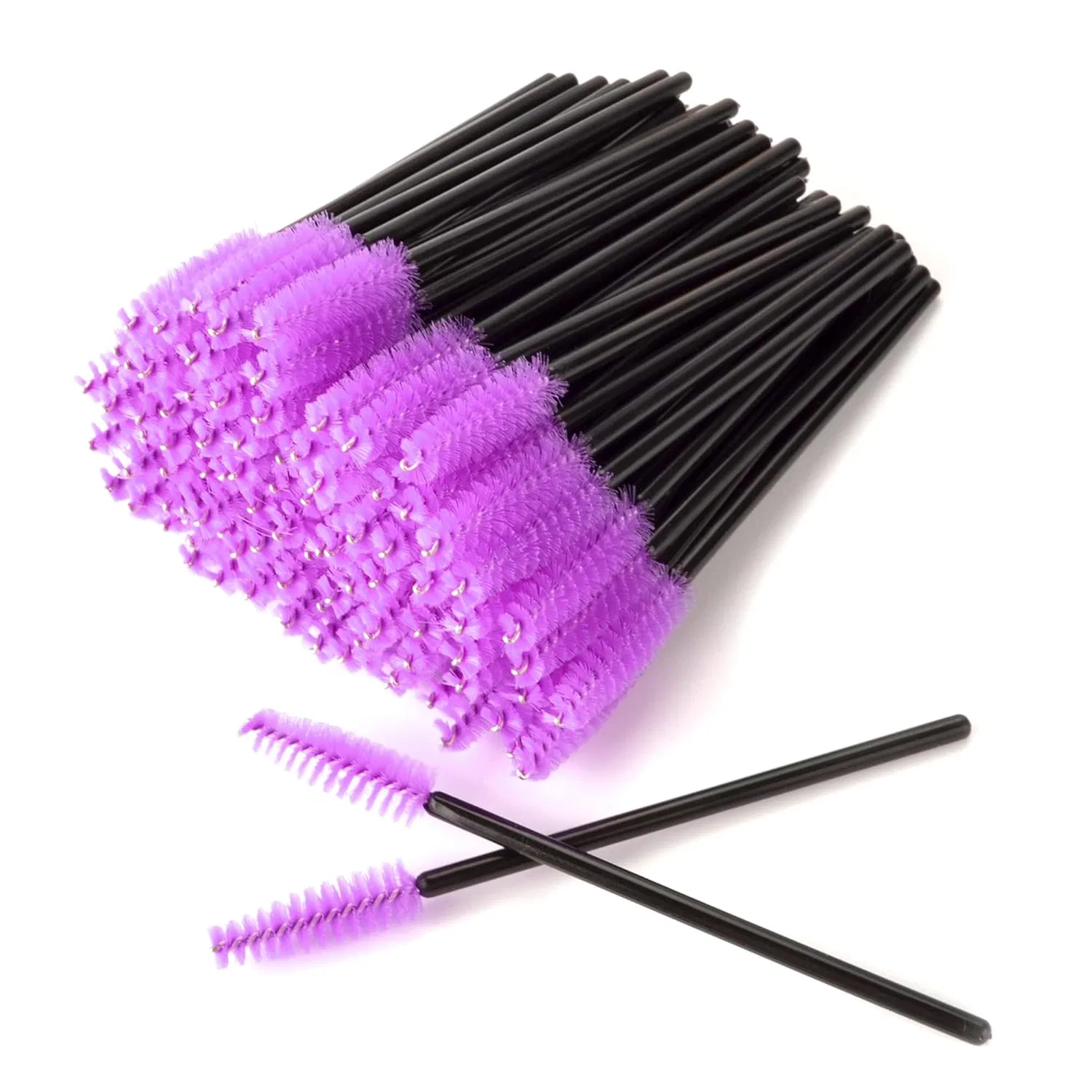Набор одноразовых щеточек для ресниц и бровей Aibaobao, Purple + Black — фото 2