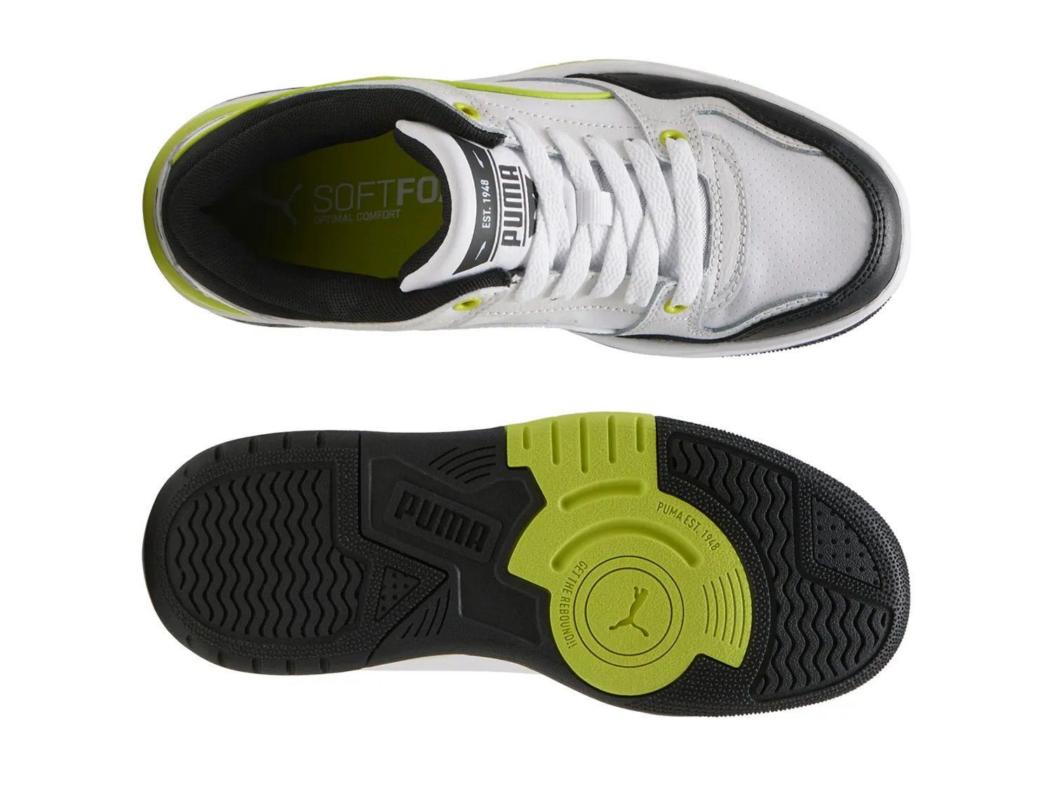 Кроссовки Puma Rebound Retro Sneaker - Kid's, белый/черный/зеленый — фото 3