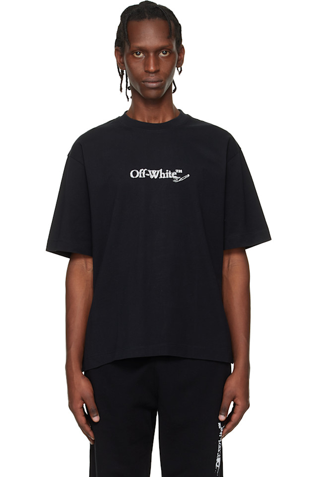 

Off-White Черная футболка для скейтбординга с рисунком стрелки и каракулей