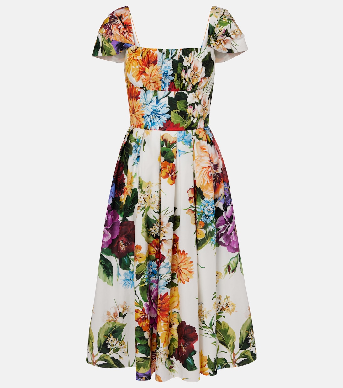 

Платье миди из хлопка с цветочным принтом Dolce&Gabbana, B.Fiori Cret. F.Bco