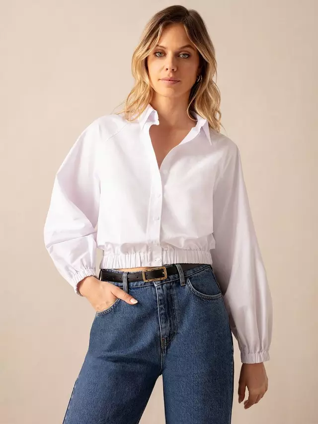 

Рубашка Ro&Zo Cropped Elastic Hem, белый