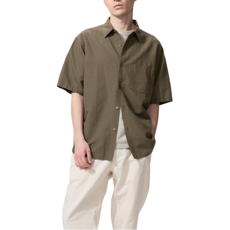 

UNIQLO SS26 Рубашка Unisex Chestnut с заостренным воротником Moderate