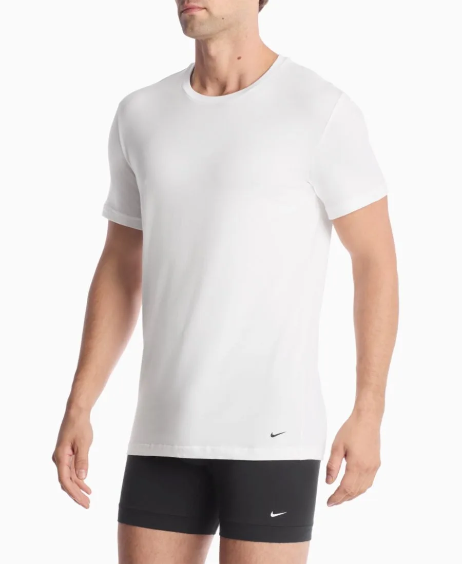 Мужские хлопковые эластичные майки с круглым вырезом Dri-FIT Essential, комплект из 2 штук Nike, белый — фото 3