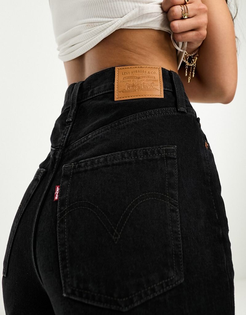 Черные широкие джинсы Levi's Ribcage — фото 3