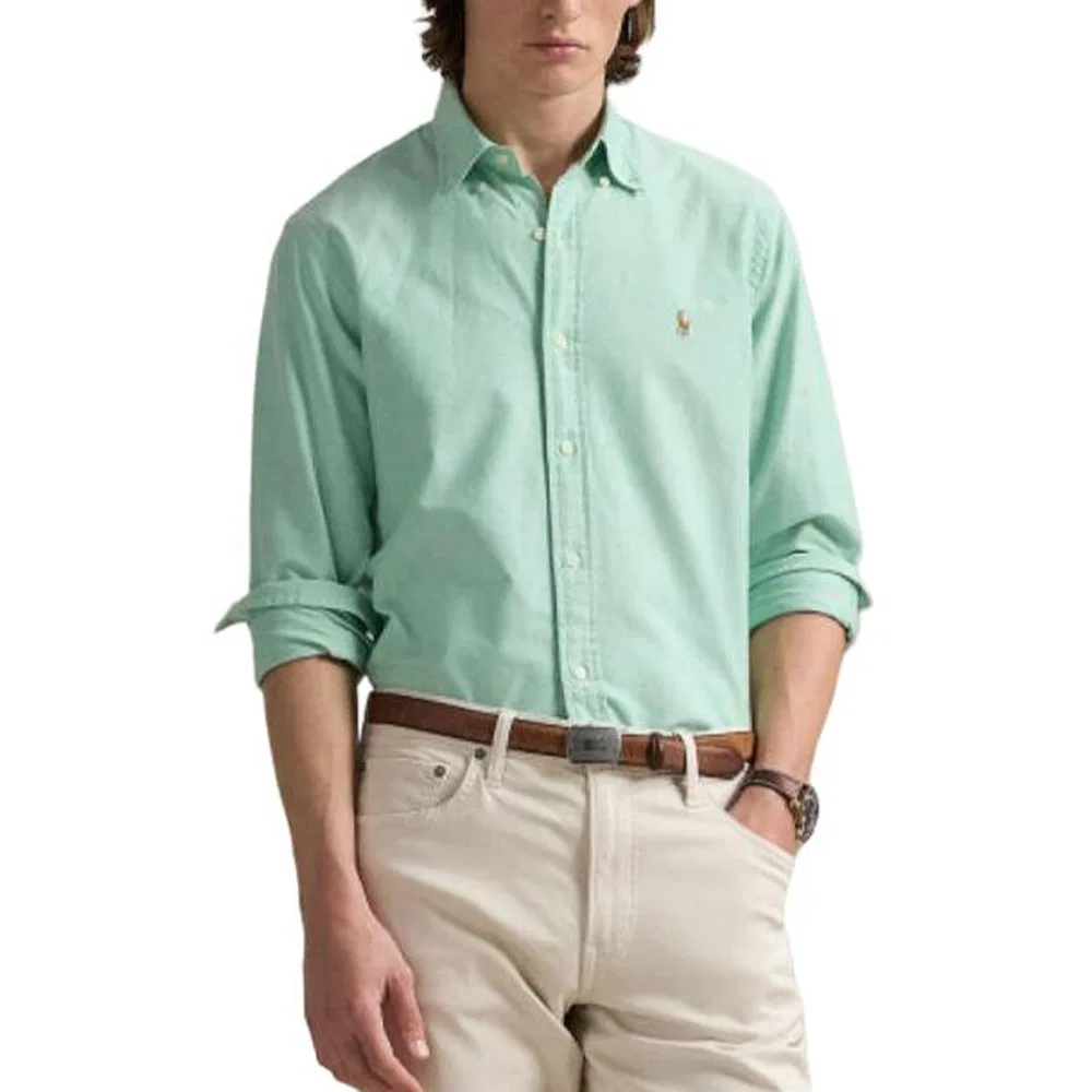 Длинный рукав оксфордская рубашка Polo Ralph Lauren, Green — фото 3